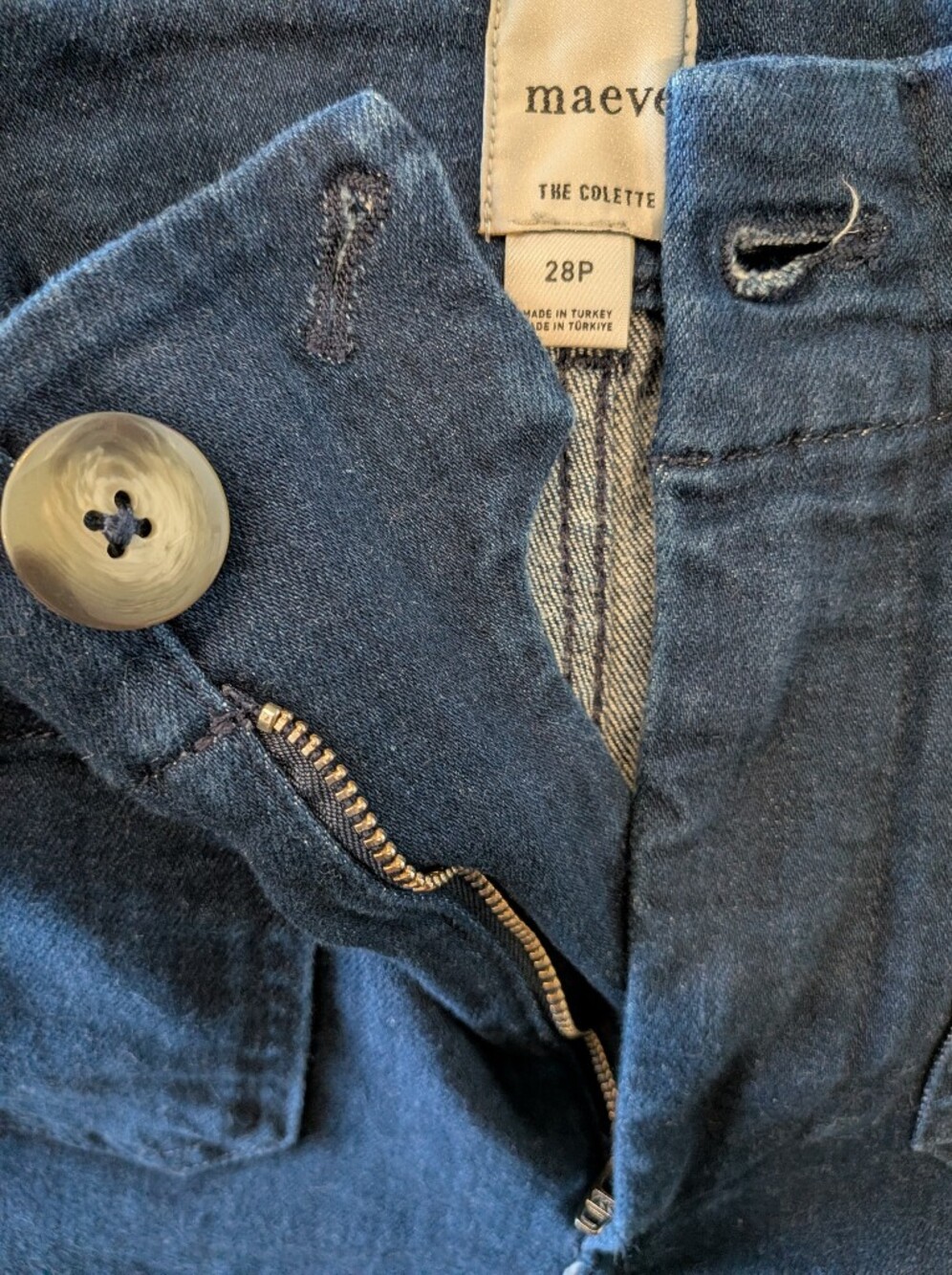 Anthropologie Maeve Colette Scallop Hem Crop Wide Leg Jeans Dark Wash Size 28P - Picture 12 of 14